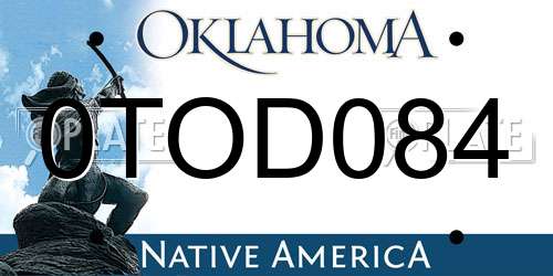 0TOD084 Oklahoma License Plate