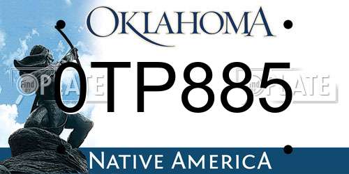 0TP885 Oklahoma License Plate