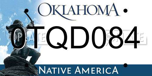 0TQD084 Oklahoma License Plate