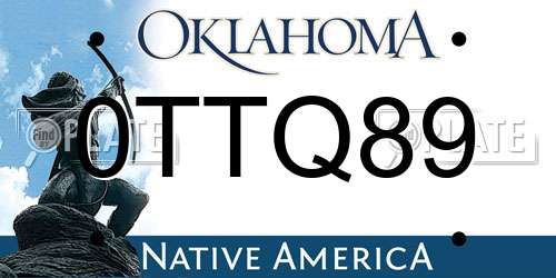 0TTQ89 Oklahoma License Plate
