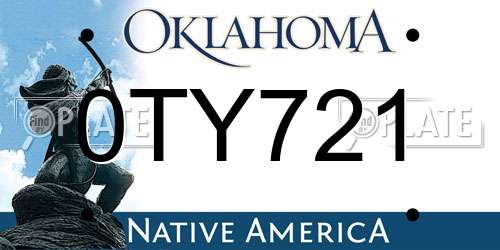 0TY721 Oklahoma License Plate