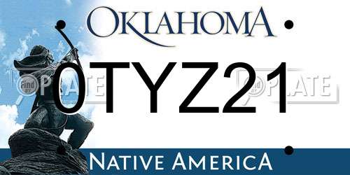 0TYZ21 Oklahoma License Plate