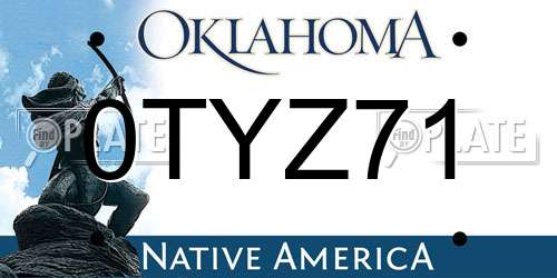 0TYZ71 Oklahoma License Plate