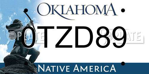 0TZD89 Oklahoma License Plate