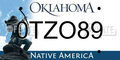 0TZO89 Oklahoma License Plate