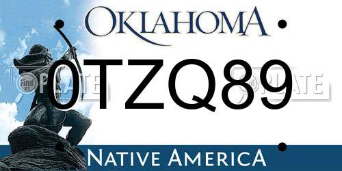 0TZQ89 Oklahoma License Plate
