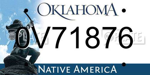 0V71876 Oklahoma License Plate