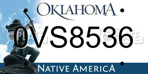 0VS8536 Oklahoma License Plate