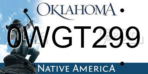 0WGT299 Oklahoma License Plate