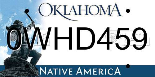 0WHD459 Oklahoma License Plate