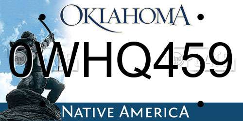 0WHQ459 Oklahoma License Plate