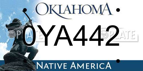 0YA442 Oklahoma License Plate