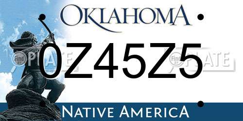 0Z45Z5 Oklahoma License Plate