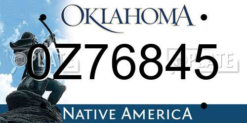 0Z76845 Oklahoma License Plate