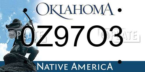 0Z97O3 Oklahoma License Plate