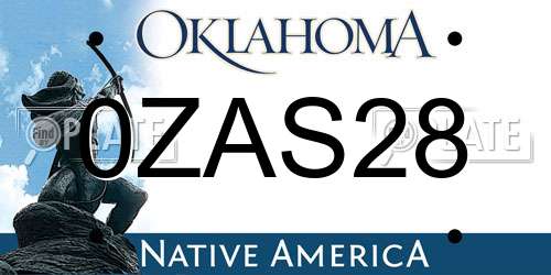 0ZAS28 Oklahoma License Plate