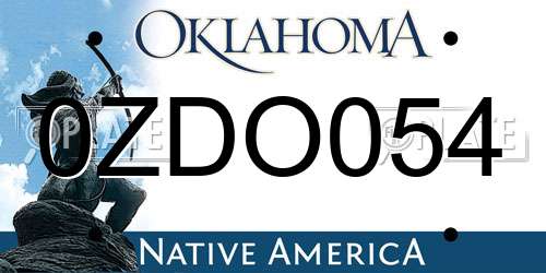 0ZDO054 Oklahoma License Plate