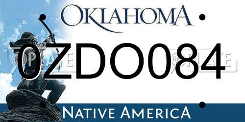 0ZDO084 Oklahoma License Plate