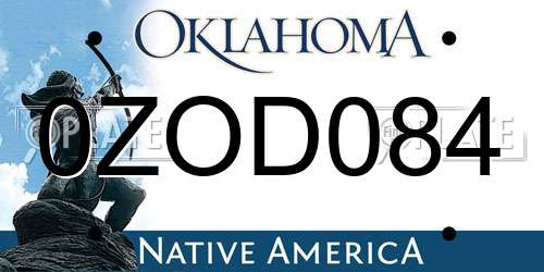 0ZOD084 Oklahoma License Plate