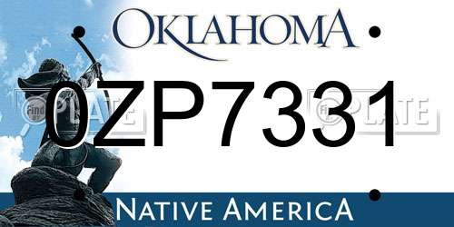 0ZP7331 Oklahoma License Plate
