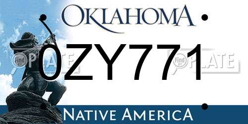 0ZY771 Oklahoma License Plate