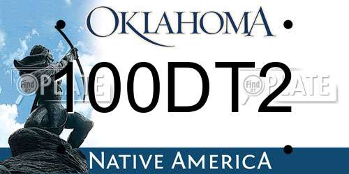100DT2 Oklahoma License Plate