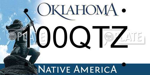 100QTZ Oklahoma License Plate