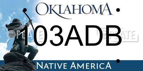 103ADB Oklahoma License Plate