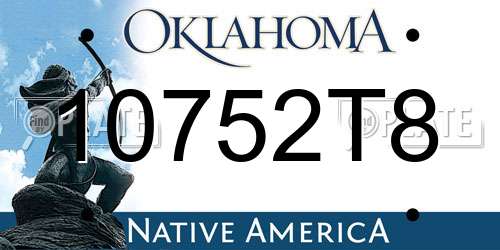 10752T8 Oklahoma License Plate