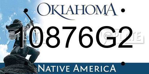 10876G2 Oklahoma License Plate