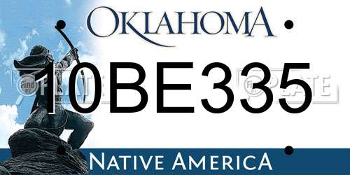 10BE335 Oklahoma License Plate