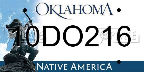 10DO216 Oklahoma License Plate