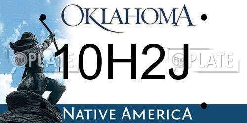10H2J Oklahoma License Plate
