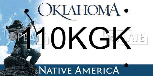 110KGK Oklahoma License Plate