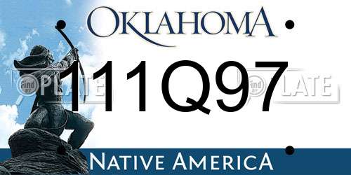 111Q97 Oklahoma License Plate