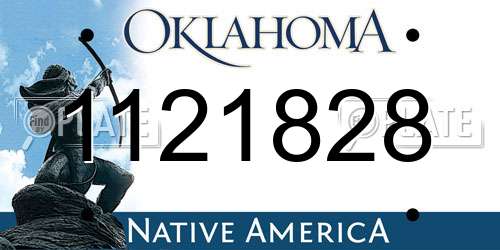 1121828 Oklahoma License Plate