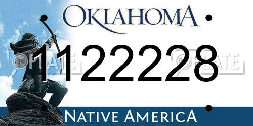 1122228 Oklahoma License Plate