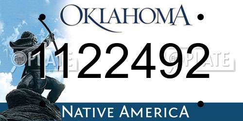 1122492 Oklahoma License Plate
