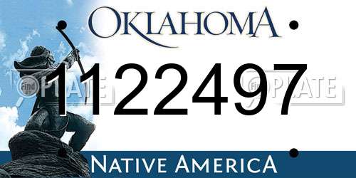 1122497 Oklahoma License Plate