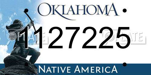 1127225 Oklahoma License Plate