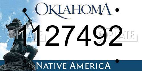 1127492 Oklahoma License Plate