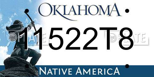 11522T8 Oklahoma License Plate