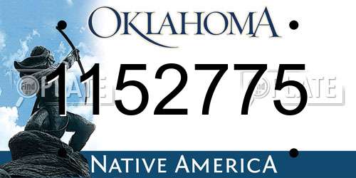 1152775 Oklahoma License Plate