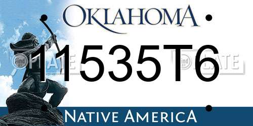 11535T6 Oklahoma License Plate