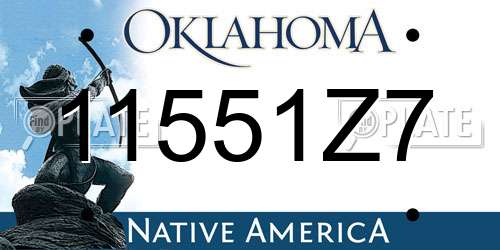 11551Z7 Oklahoma License Plate