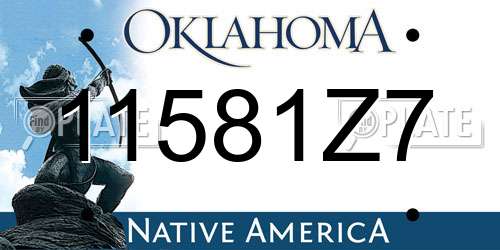 11581Z7 Oklahoma License Plate