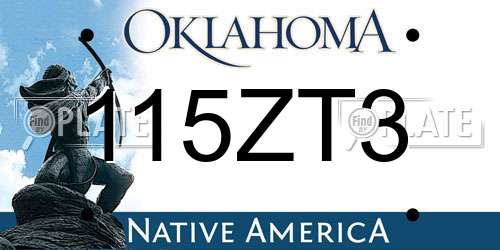 115ZT3 Oklahoma License Plate