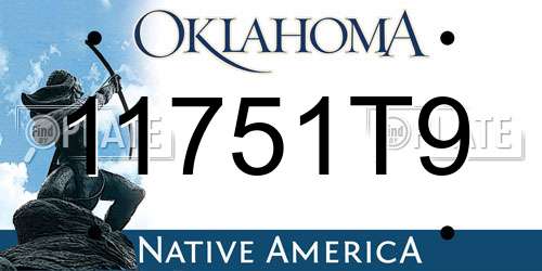11751T9 Oklahoma License Plate