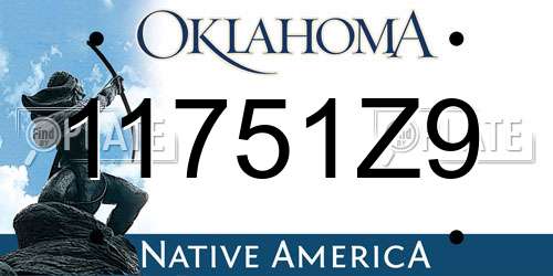 11751Z9 Oklahoma License Plate