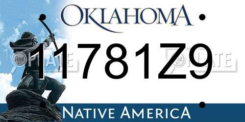 11781Z9 Oklahoma License Plate